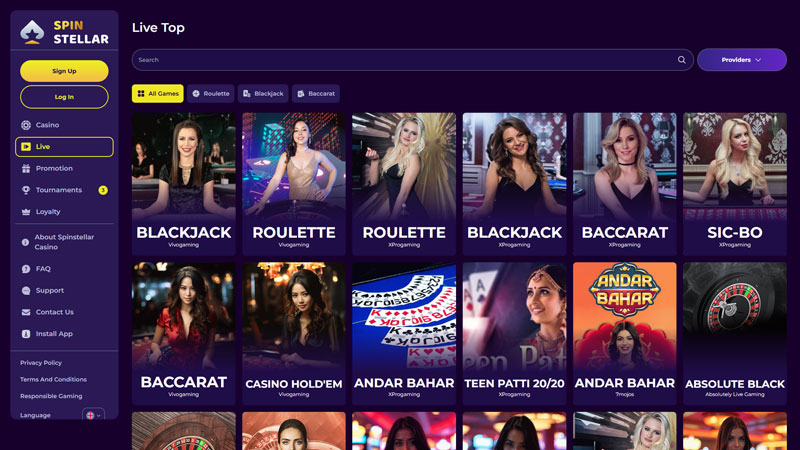 spinstellar live screenshot