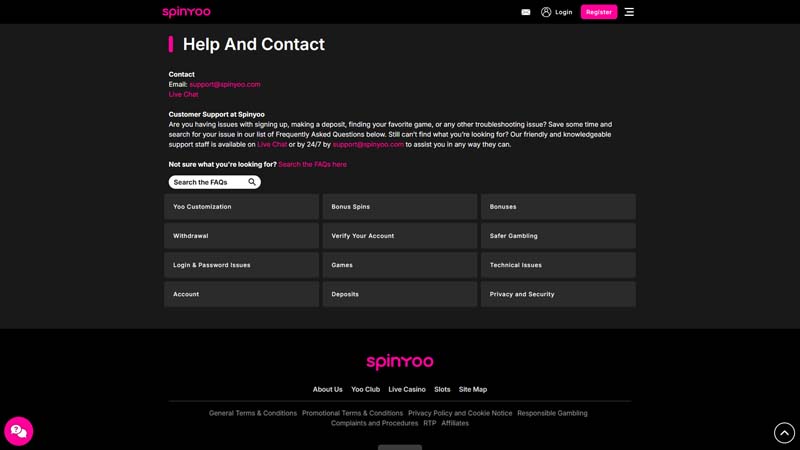 spinyoo support screenshot