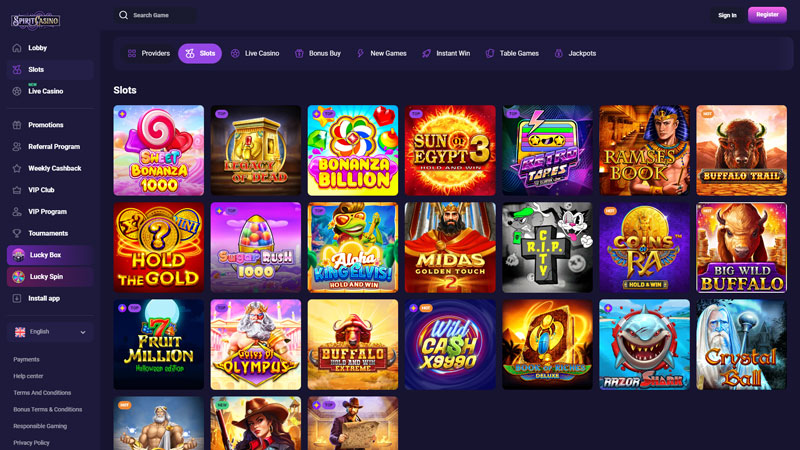 spirit-casino slots screenshot