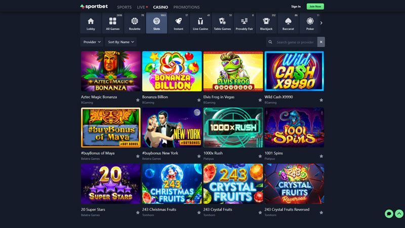 sportbet slots screenshot