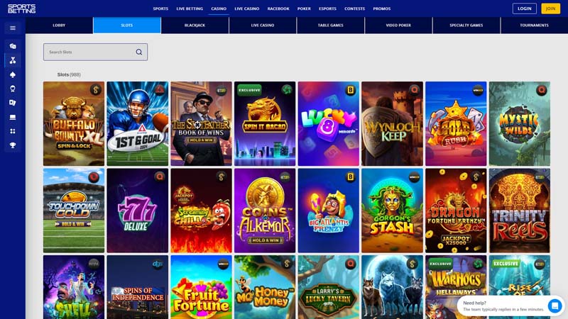 sportsbetting slots screenshot