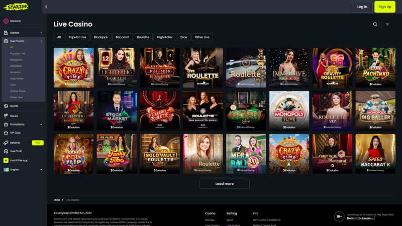 starzino live screenshot