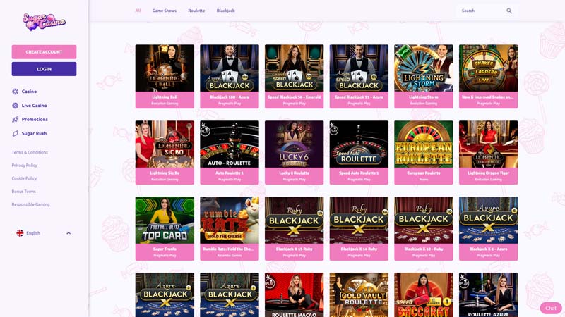 sugarcasino live screenshot