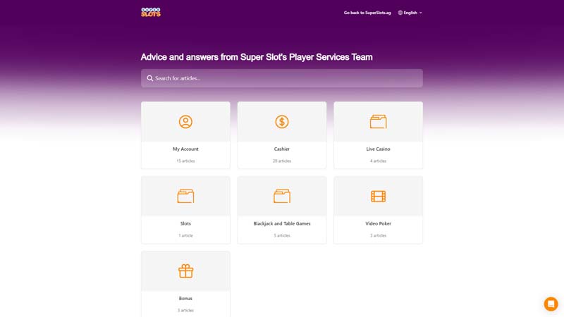 superslots support screenshot