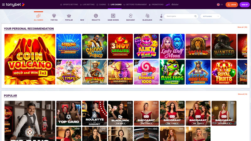 tony-bet-casino live screenshot