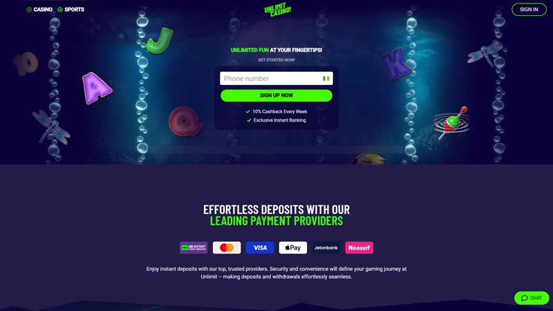 unlimit-casino lobby screenshot