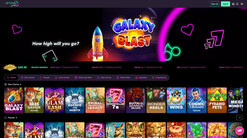 uptown-pokies-casino lobby screenshot