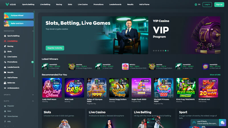 vave lobby screenshot