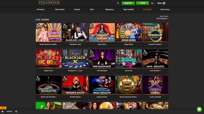 vegadream live screenshot
