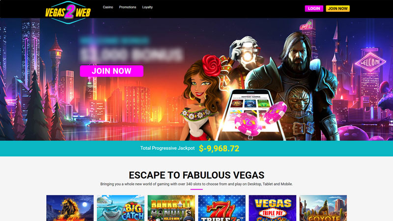 vegas2web-casino lobby screenshot
