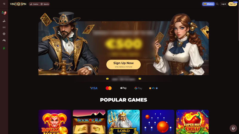 vincispin lobby screenshot