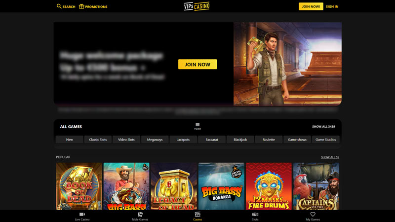 vips-casino lobby screenshot