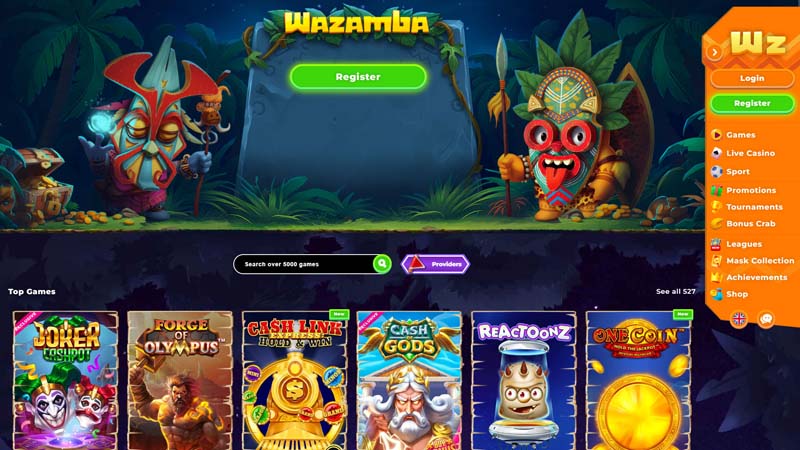 Thumbnail wazamba-casino lobby