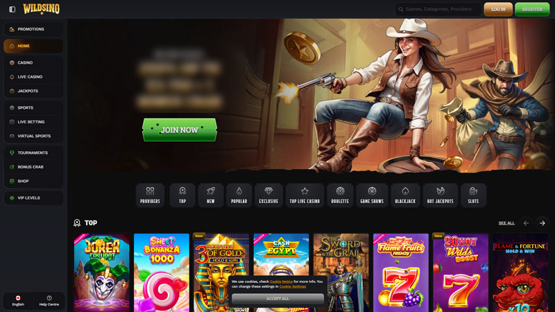 wildsino lobby screenshot