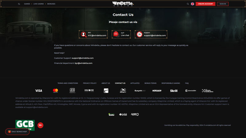 windetta support screenshot