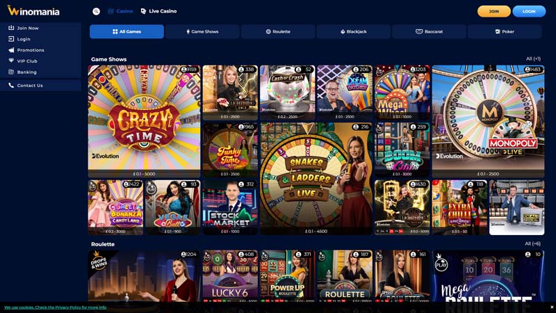 winomania-casino live screenshot