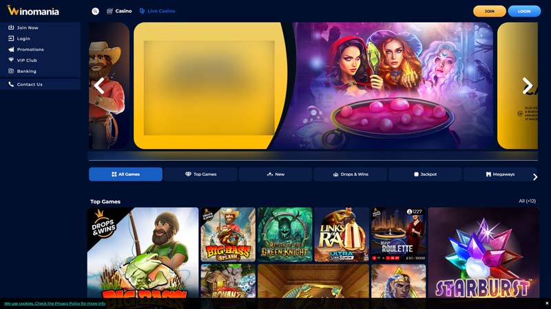 winomania-casino lobby screenshot