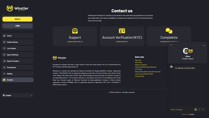 winstler support screenshot