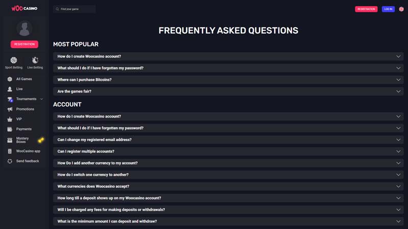 woo-casino support screenshot