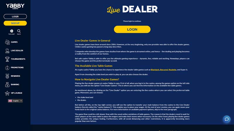 yabby-casino live screenshot