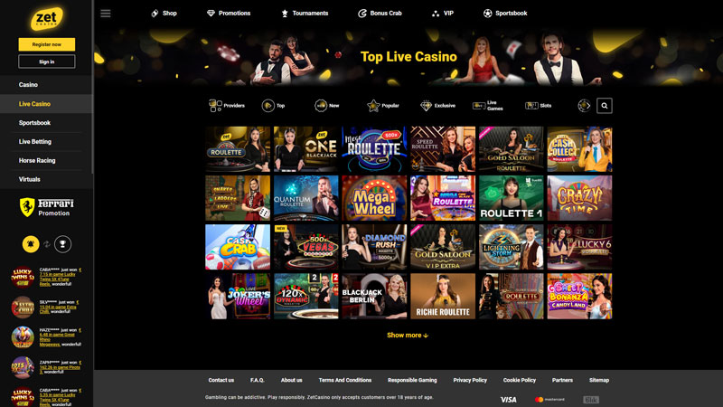 zet-casino live screenshot
